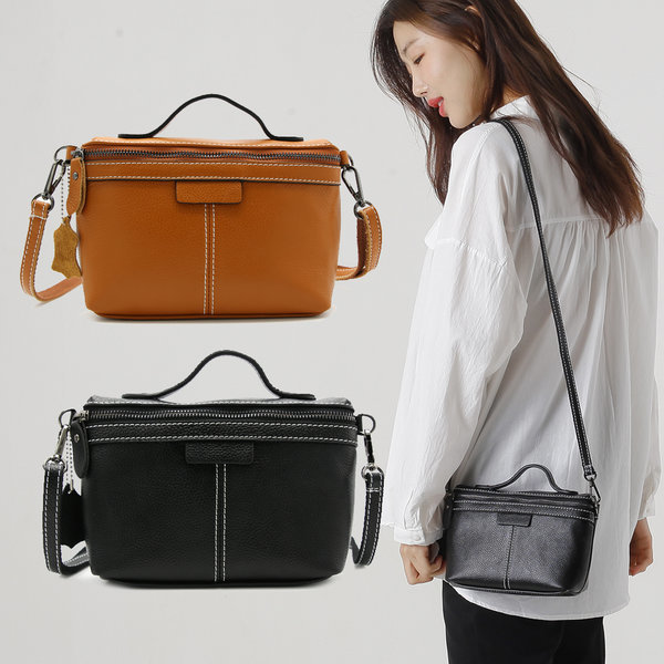 천연 소가죽 여성 미니 크로스백 심플한 가벼운 가방
