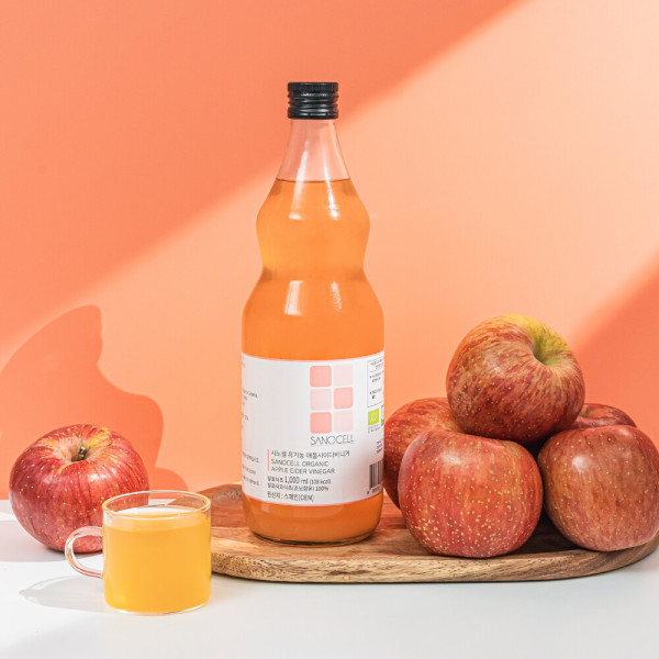 사노셀 유기농 애플사이다비니거 1L 1병 사과초모식초 유기산 80000mg 2160시간 자연발효 식초