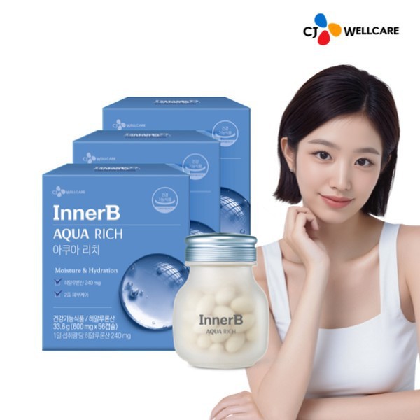 CJ공식 이너비 아쿠아리치 히알루론산 맥스 56캡슐 3박스