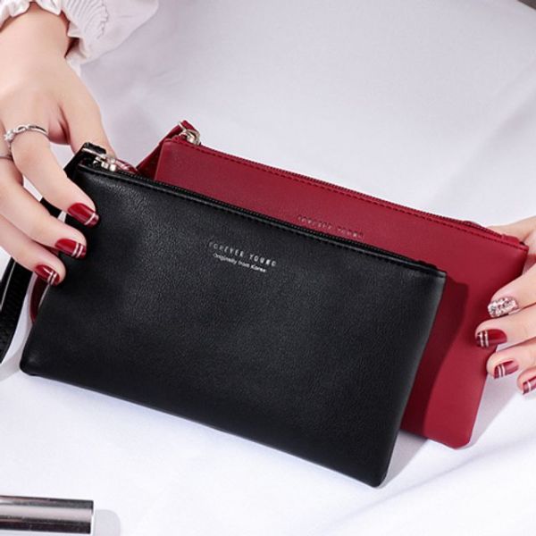 가죽 손목 스트랩 다용도 파우치 수납 클러치 지갑미니 납작 핸드백 여성
