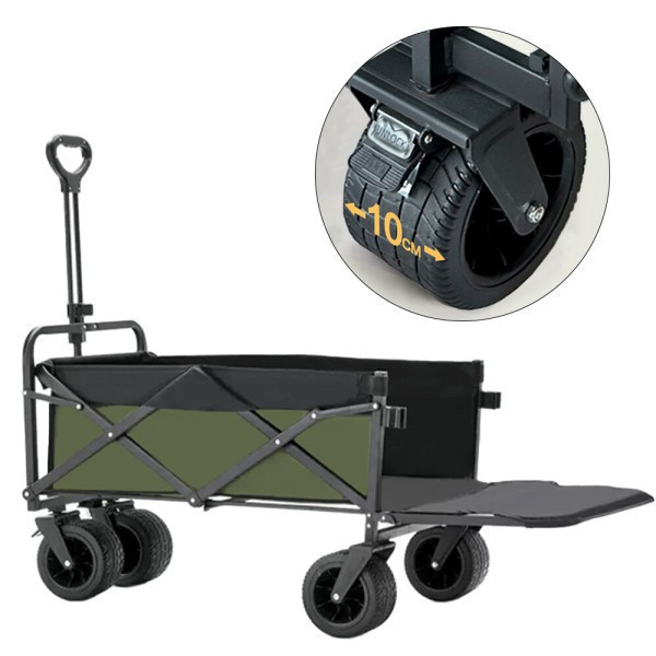 확장형 대형 캠핑웨건 무소음 광폭타이어 10cm 하중 200kg 원터치 캐리어 핸드 카트 브레이크 접이식 왜건