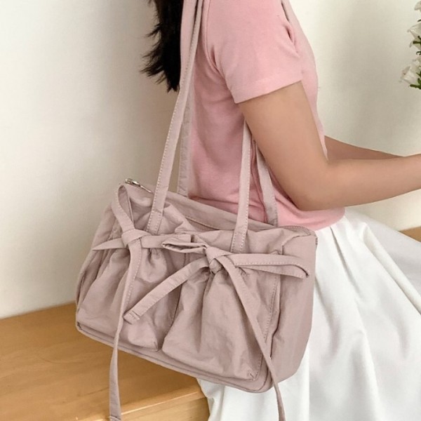 발레코어 리본 파스텔 나일론 숄더백 여성 가방 4컬러