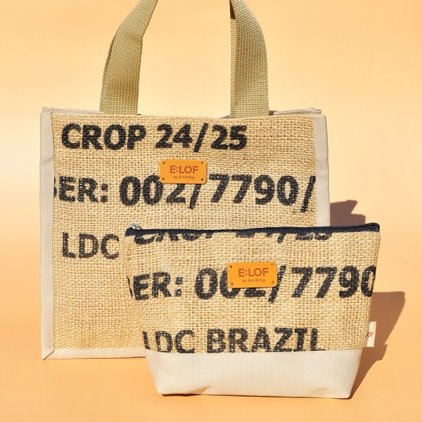 E:LOF 이롭 rPET 커피자루 파우치 토트백 세트 핸드메이드 국내제작 데일리가방