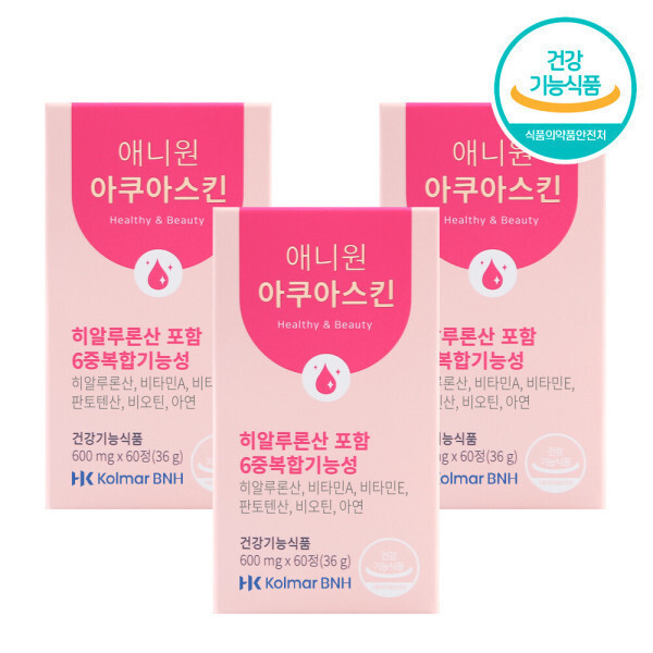 한국콜마/12주 콜라겐/히알루론산/애니원아쿠아스킨 이너뷰티영양제/비오틴 비타민E 판토텐산 6중복합기능성